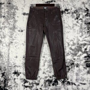 Paige Maisley Jogger‎ Pants Womens Size 25 Brown Utility Style Faux Leather